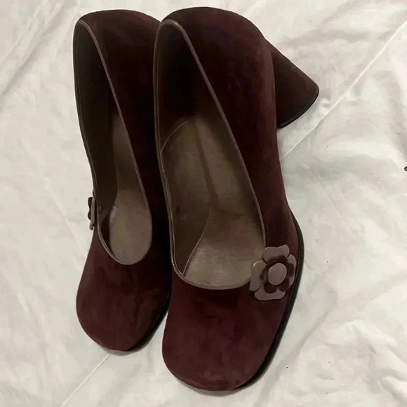 Vintage Nine West square toe plumb suede leather heels size 7 - Picture 9 of 10